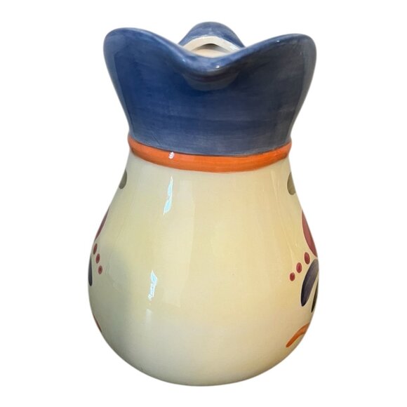 Jim Shore Heartwood Creek 2002 Hand-Painted Ceramic Pitcher Floral & Heart, 7" T - Picture 2 of 7